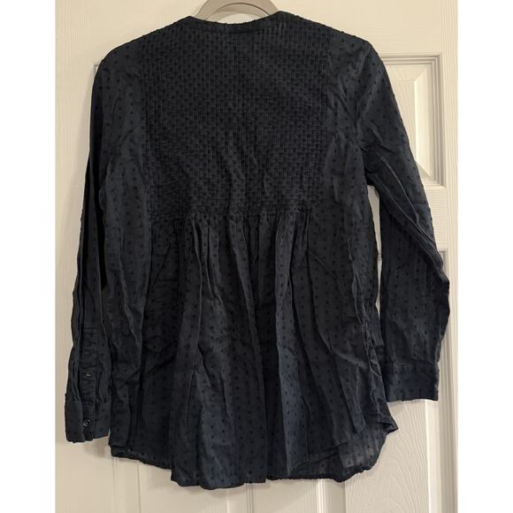 J. Jill Popover Sz Small Swiss Dot Forest Green Blouse Casual Office Fairy - Picture 2 of 10